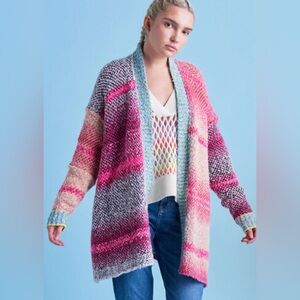NWT Room 34 Patchwork Open Cardigan